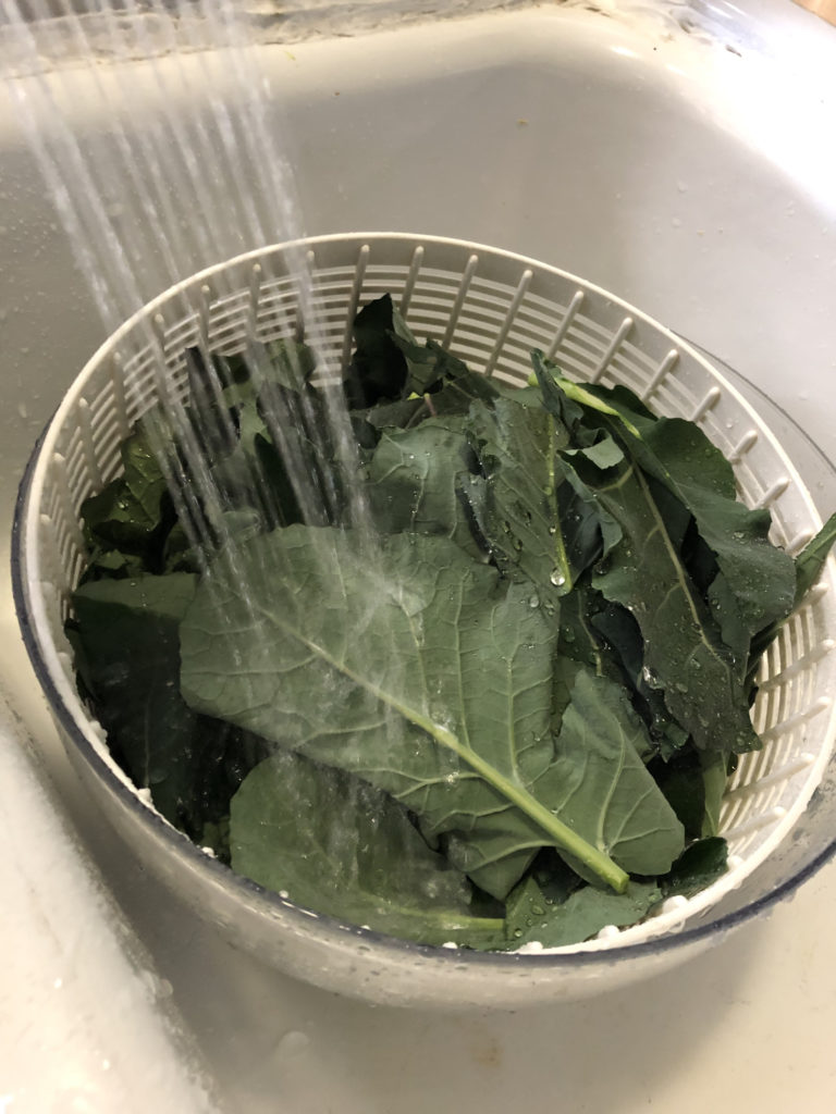 rinsing the leaves