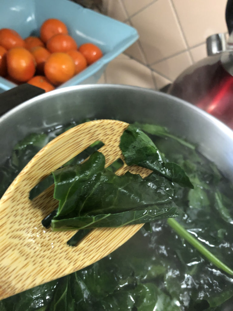 detail of soaking leaves