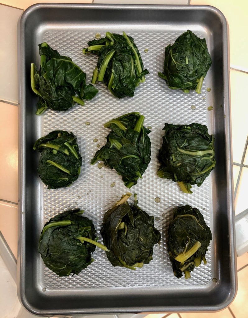 balls of squeezed greens